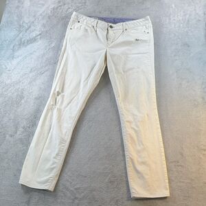 Gap 1969 Always Skinny Jeans Women 33x29 White Distressed Stretch Denim Mid Rise